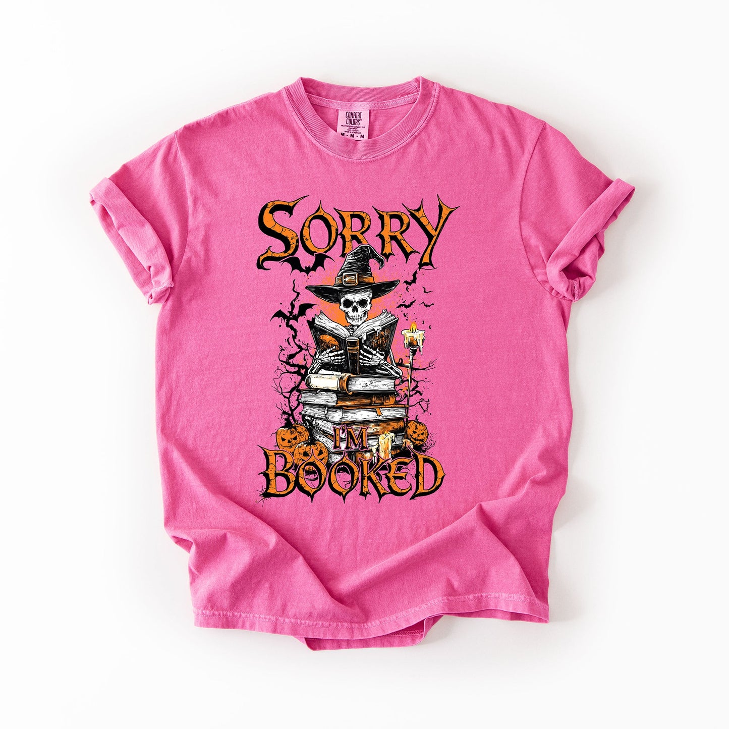 Sorry I'm Booked, Skeleton, Halloween, Library, Reading, Comfort Colors T-Shirt