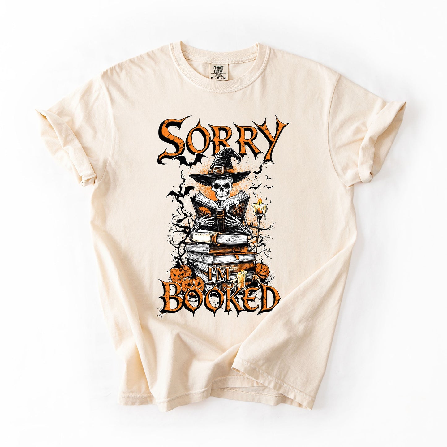 Sorry I'm Booked, Skeleton, Halloween, Library, Reading, Comfort Colors T-Shirt