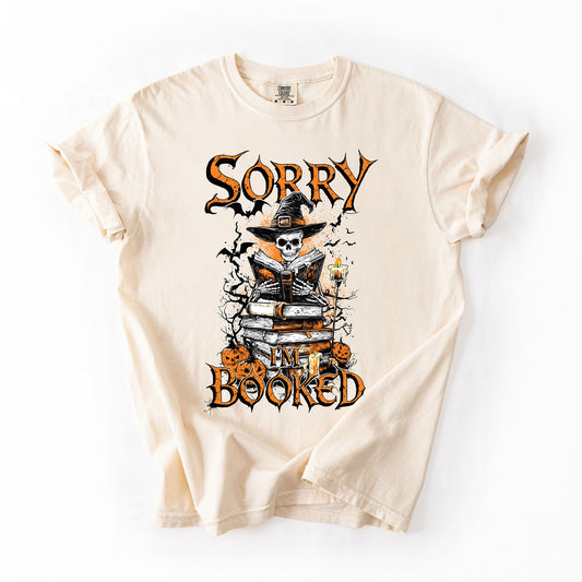 Sorry I'm Booked, Skeleton, Halloween, Library, Reading, Comfort Colors T-Shirt