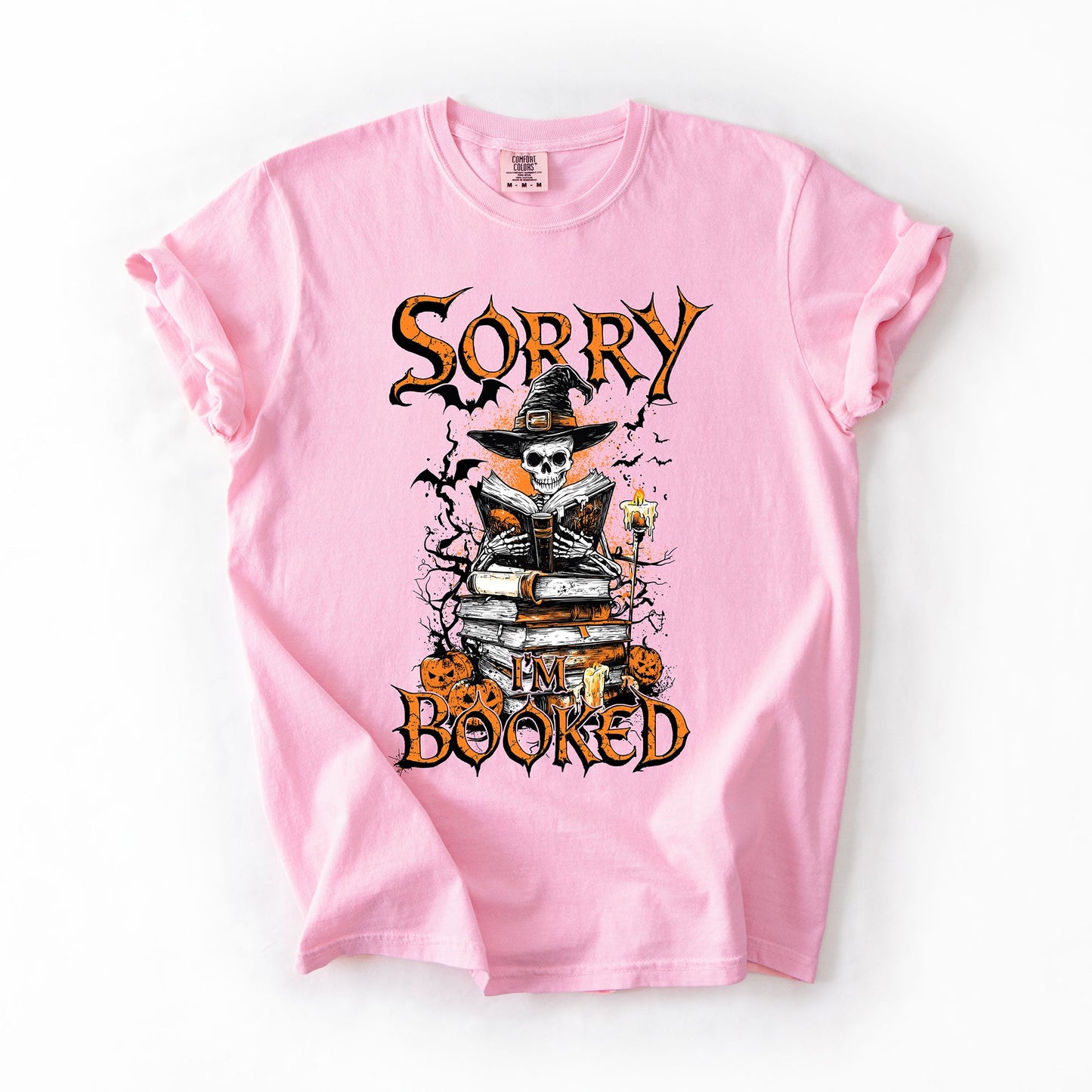 Sorry I'm Booked, Skeleton, Halloween, Library, Reading, Comfort Colors T-Shirt