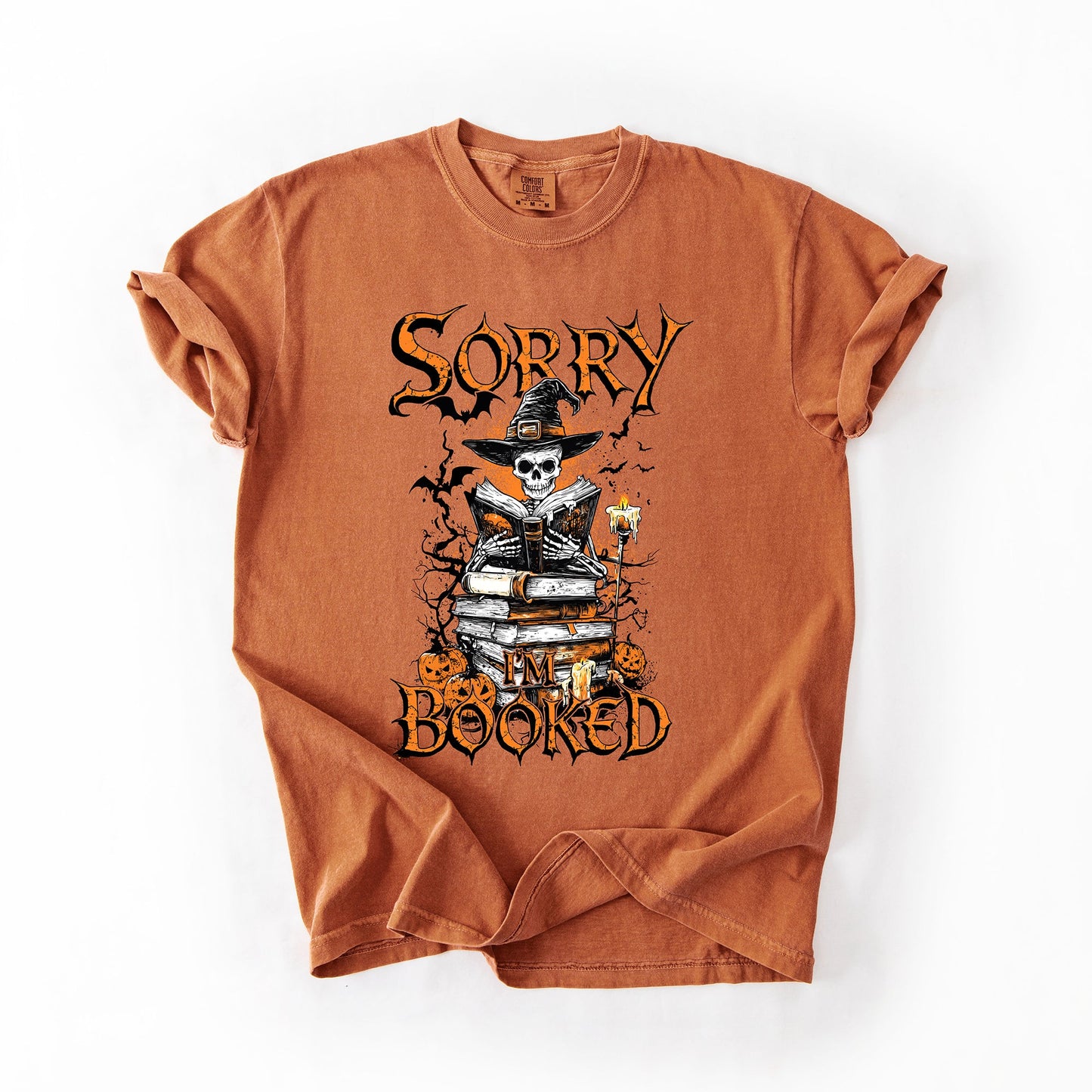 Sorry I'm Booked, Skeleton, Halloween, Library, Reading, Comfort Colors T-Shirt