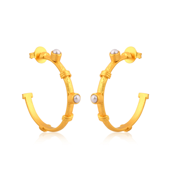 Sparkling Shore Hoop Earrings - Pearl