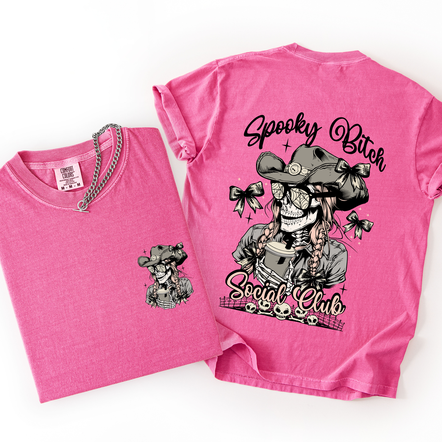 Spooky Bitch Social Club, Skeleton, Coquette, Halloween, Trending Graphic Tee, Comfort Colors T-Shirt