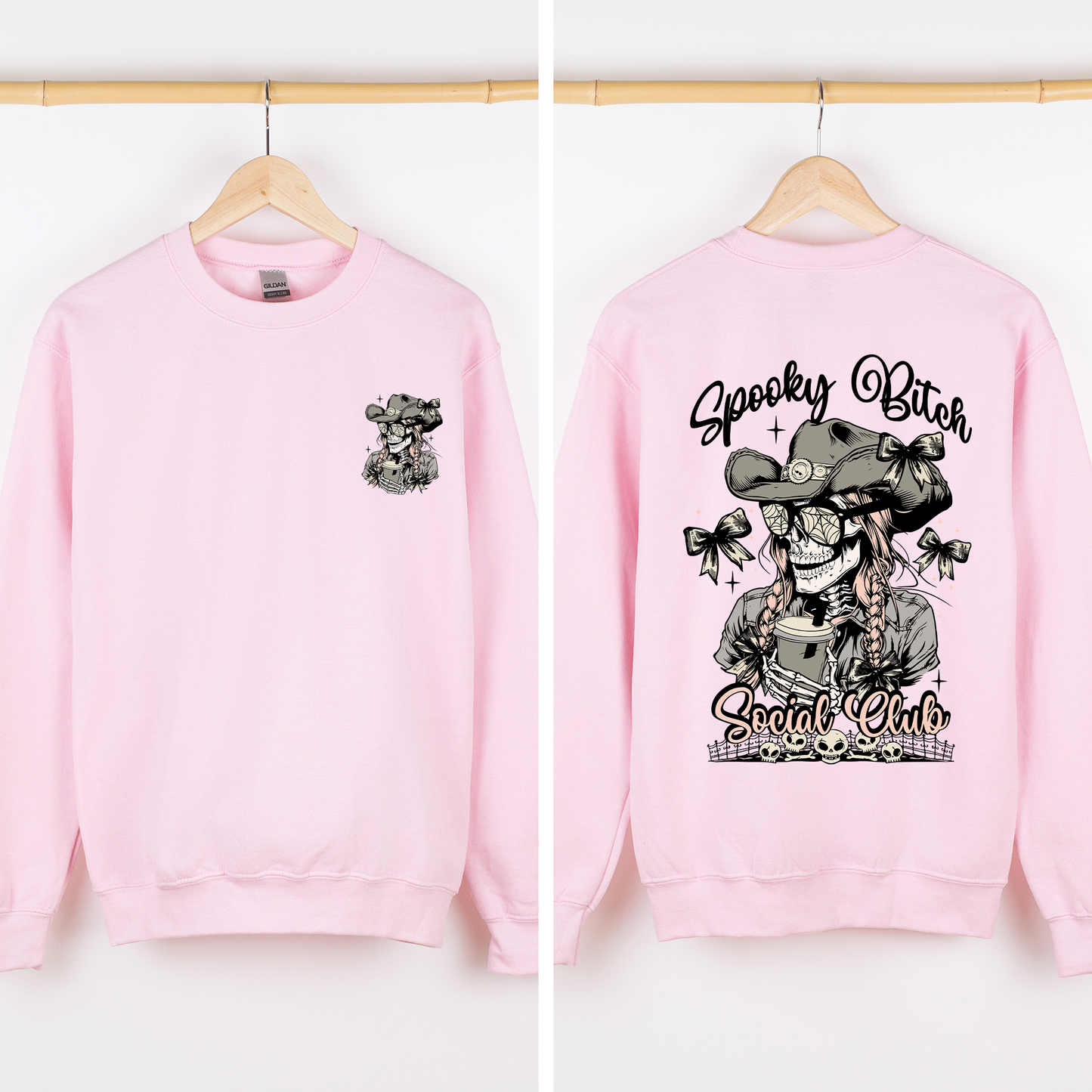 Spooky Bitch Social Club, Skeleton, Coquette, Halloween, Trending Graphic Sweatshirt