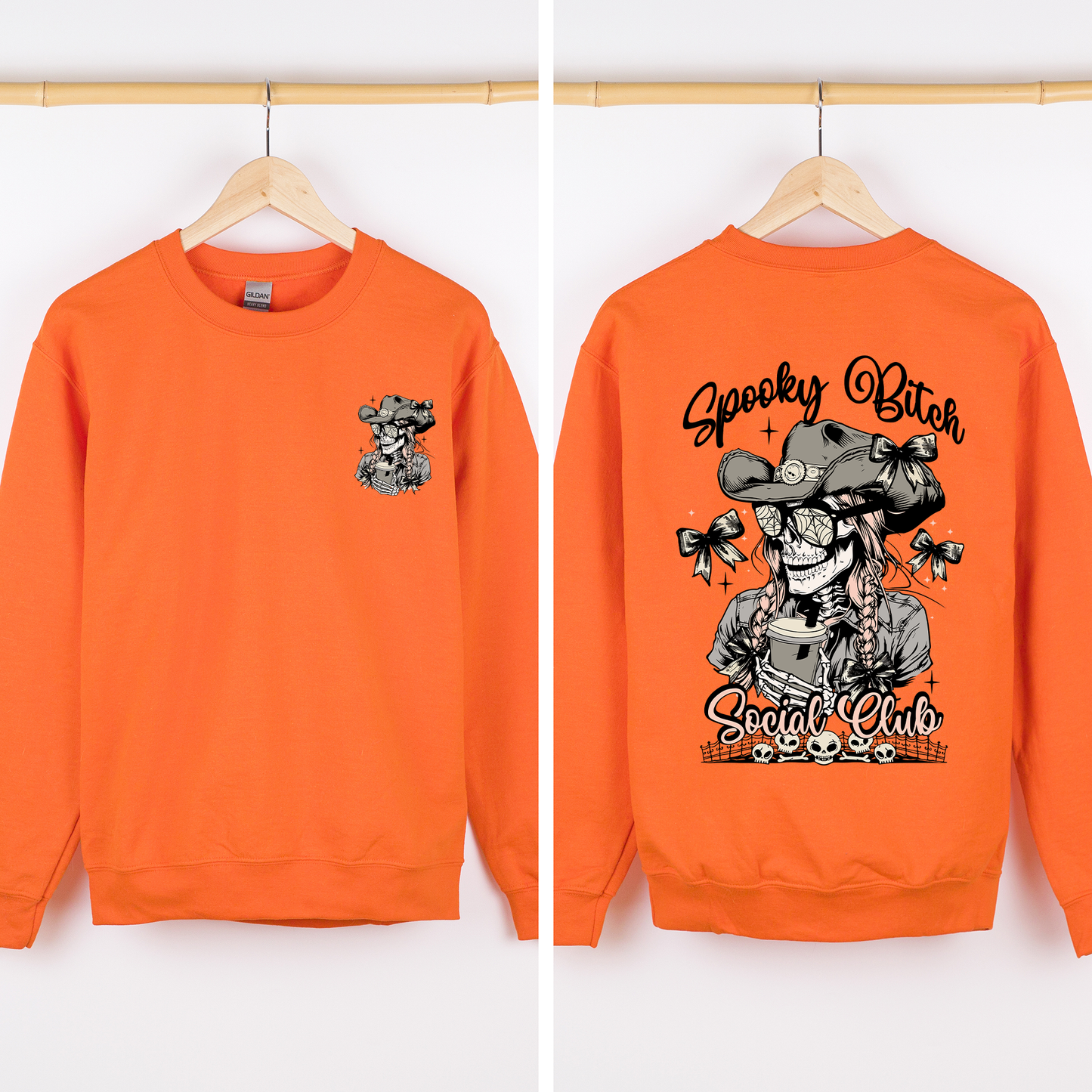 Spooky Bitch Social Club, Skeleton, Coquette, Halloween, Trending Graphic Sweatshirt