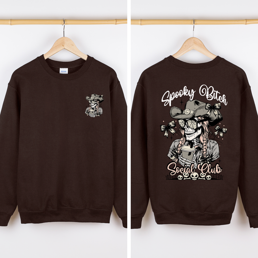 Spooky Bitch Social Club, Skeleton, Coquette, Halloween, Trending Graphic Sweatshirt