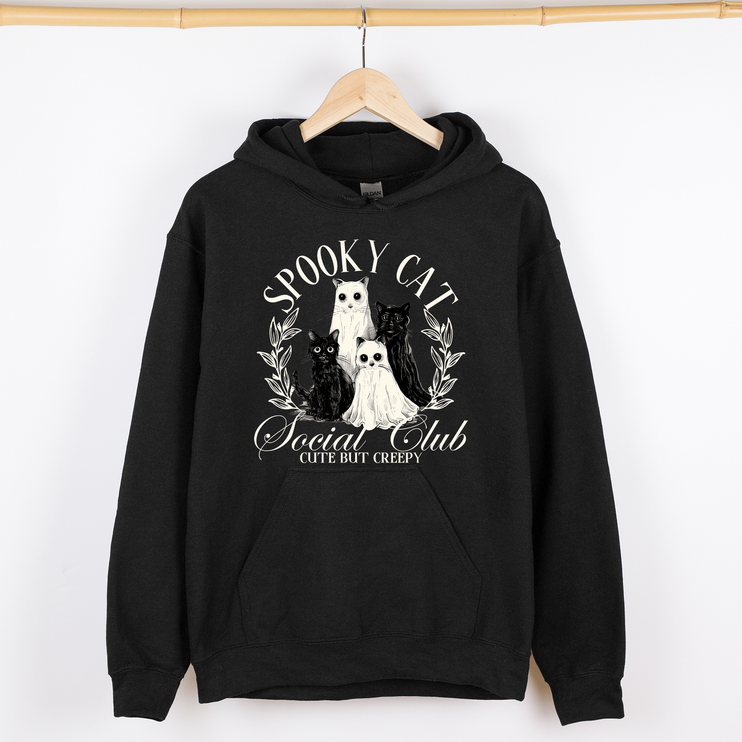 Spooky Cat Social Club, Cute, Halloween, Ghosts, Witch, Graphic Hoodie, Hooded Sweatshirt