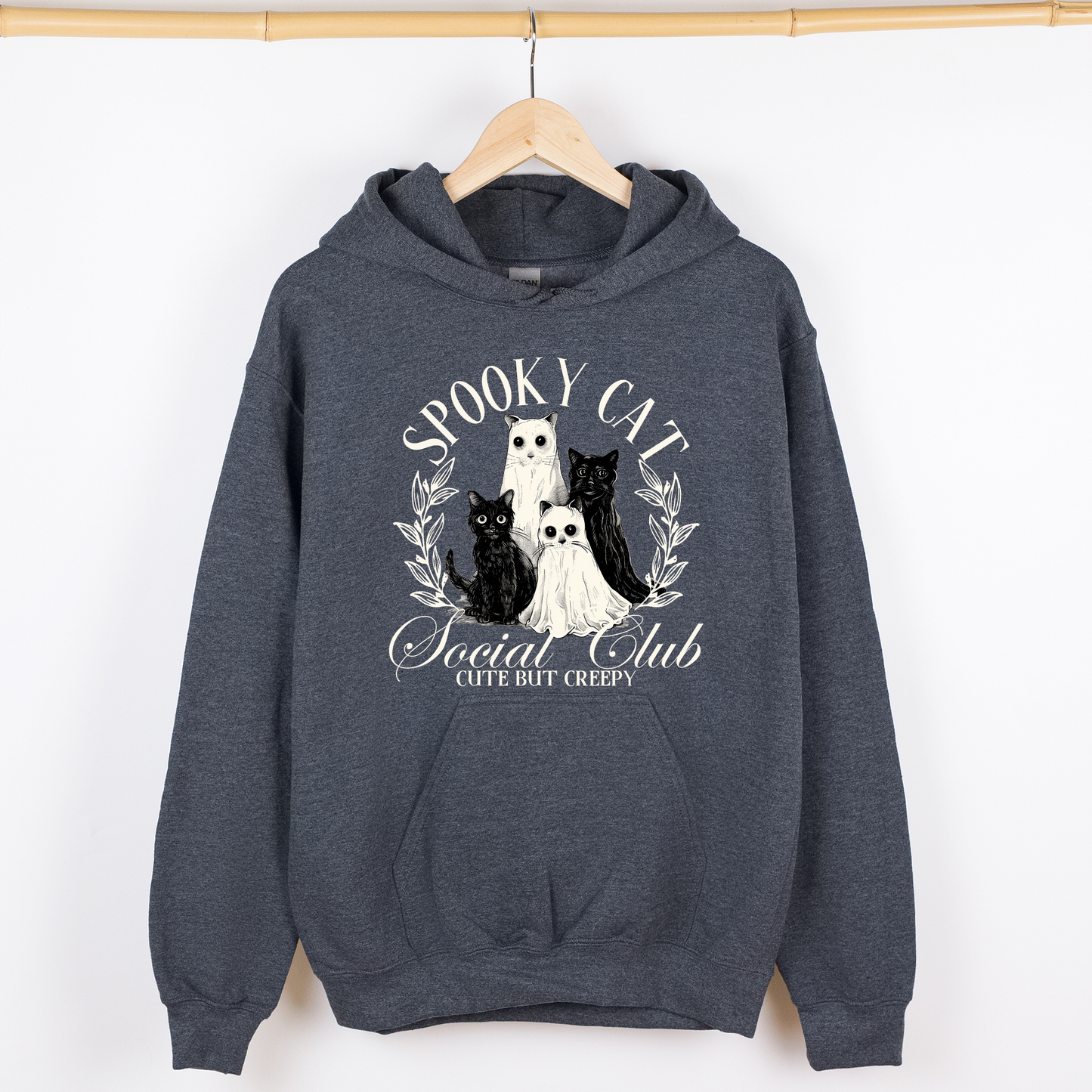 Spooky Cat Social Club, Cute, Halloween, Ghosts, Witch, Graphic Hoodie, Hooded Sweatshirt