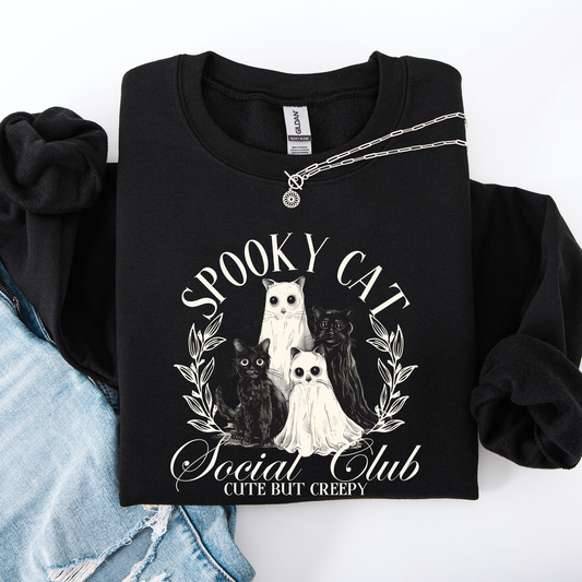 Spooky Cat Social Club, Cute, Halloween, Ghosts, Witch Sweatshirt