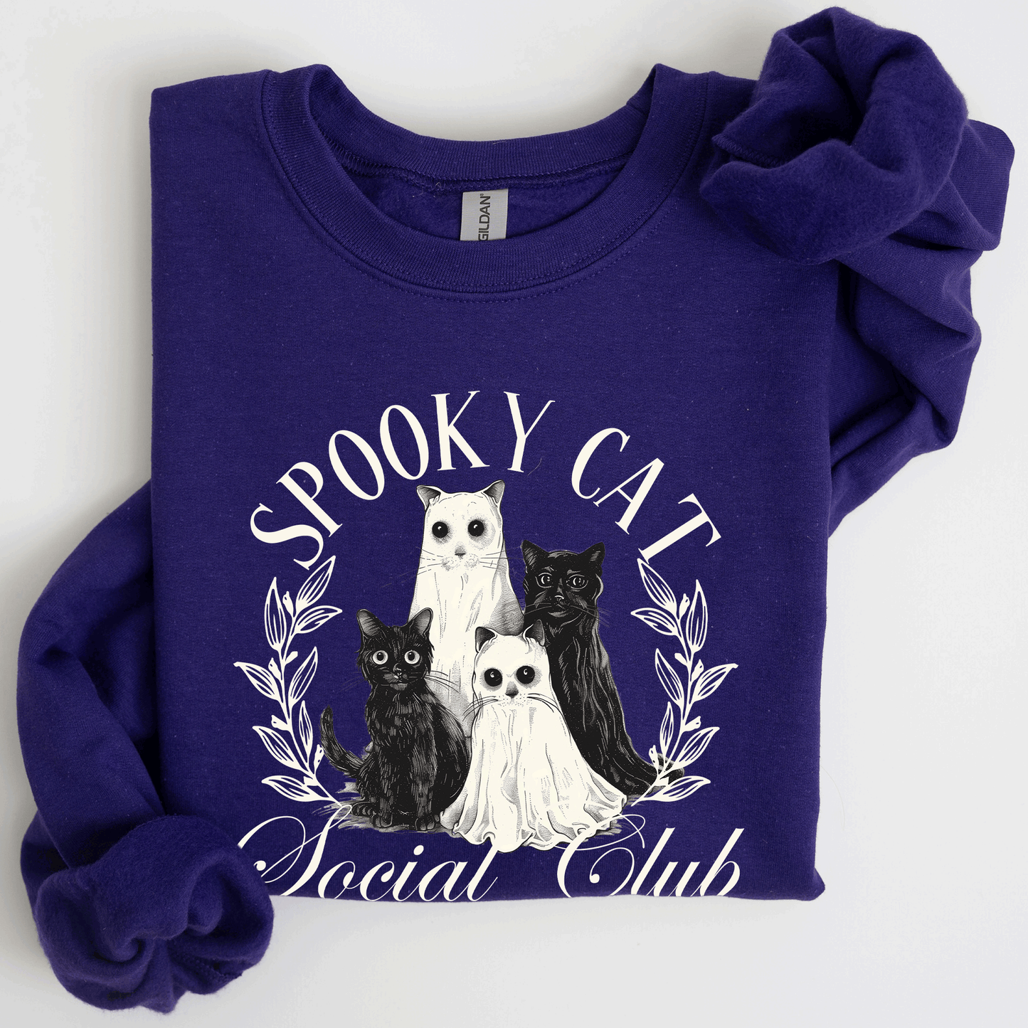 Spooky Cat Social Club, Cute, Halloween, Ghosts, Witch Sweatshirt