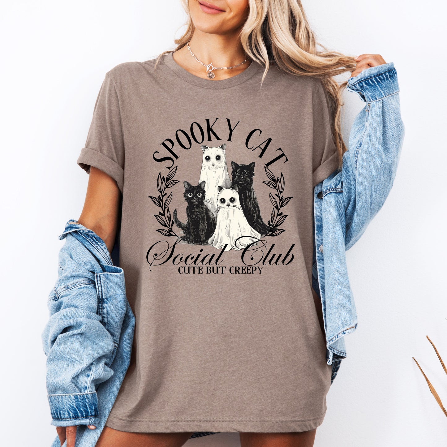 Spooky Cat Social Club, Cute, Halloween, Ghosts, Witch, Tshirt