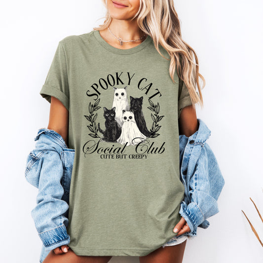 Spooky Cat Social Club, Cute, Halloween, Ghosts, Witch, Tshirt
