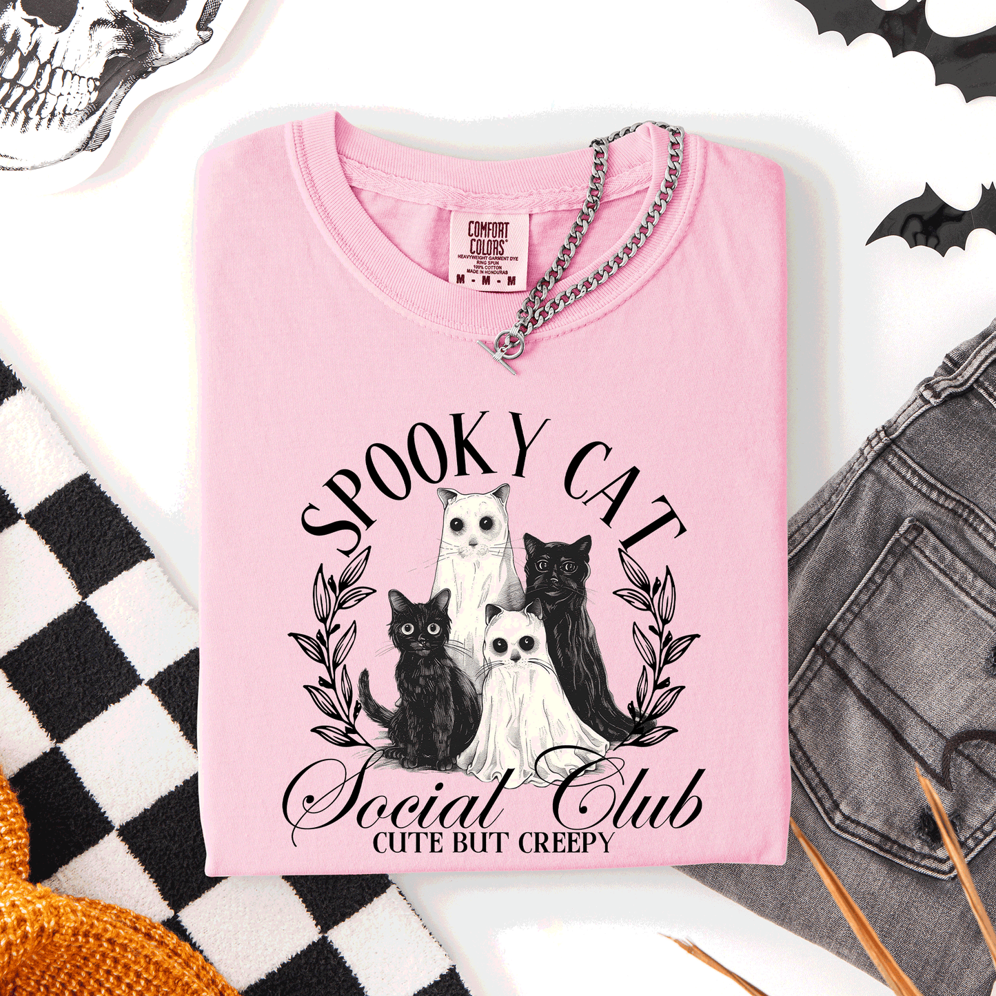 Spooky Cat Social Club, Cute, Halloween, Ghosts, Witch, Comfort Colors T-Shirt