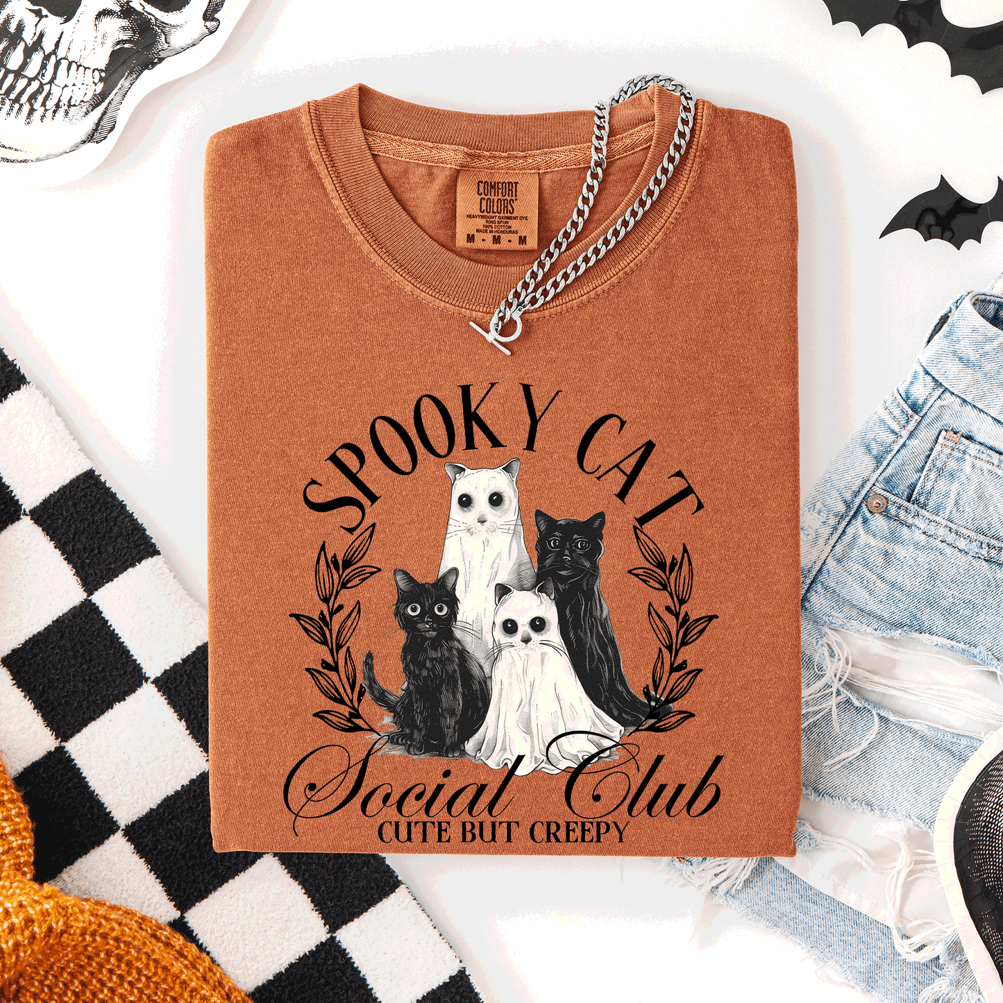 Spooky Cat Social Club, Cute, Halloween, Ghosts, Witch, Comfort Colors T-Shirt