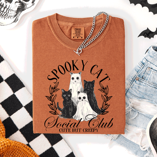 Spooky Cat Social Club, Cute, Halloween, Ghosts, Witch, Comfort Colors T-Shirt
