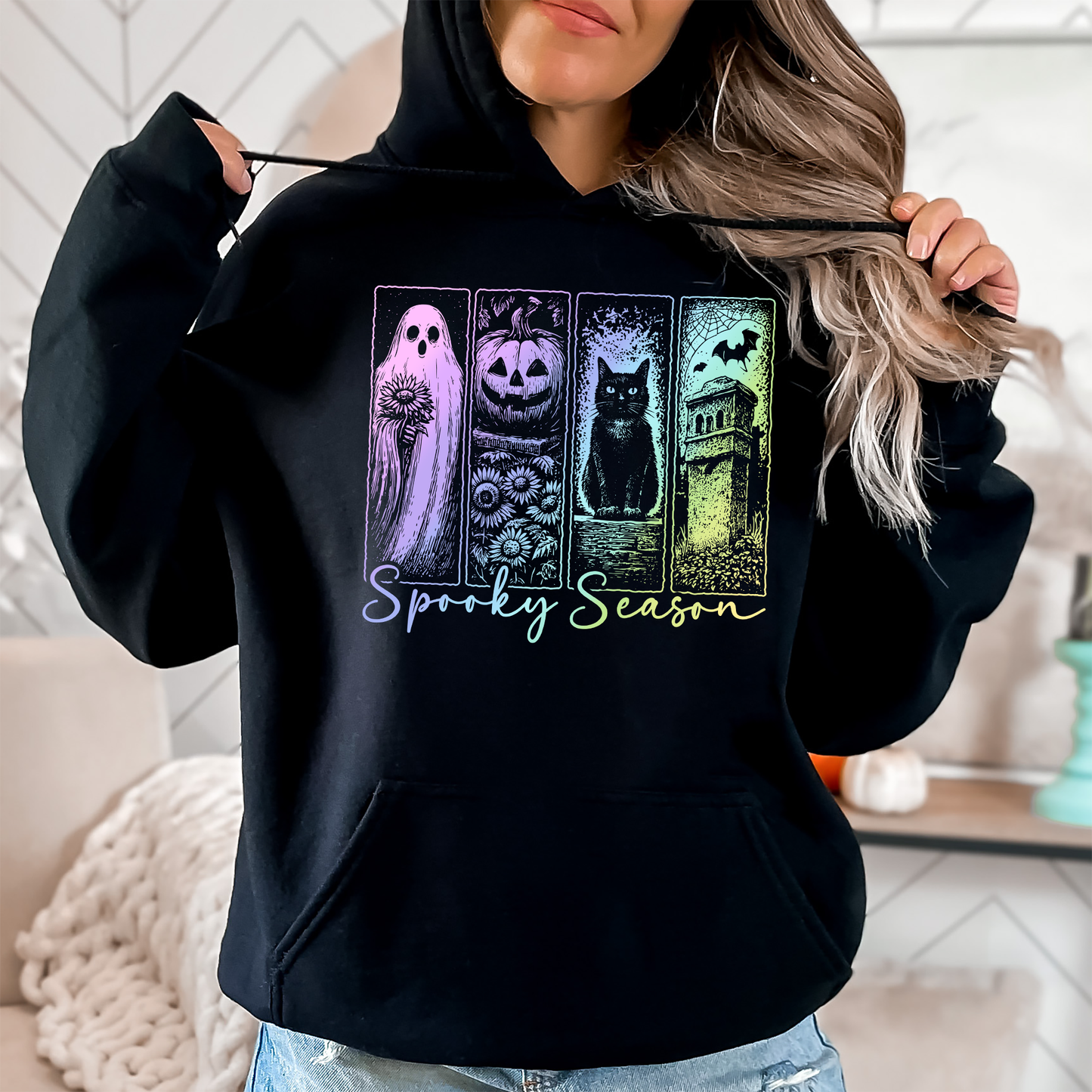 Spooky Season Pastel Shirt, Spooky Season, Vintage Halloween Horror Night, Retro Halloween, Spooky Season, Graphic Hoodie, Hooded Sweatshirt