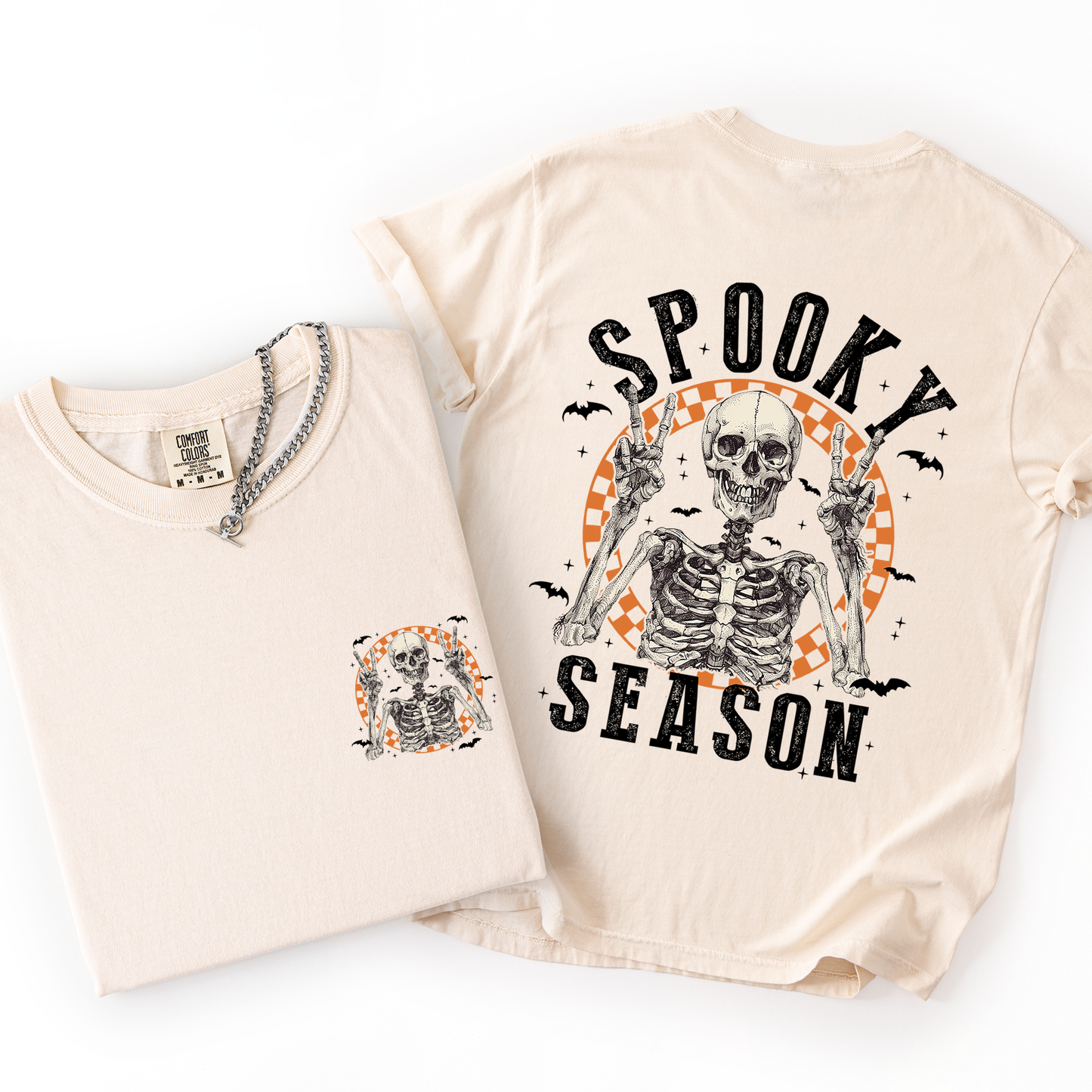 Spooky Season, Front and Back, Skeleton, Halloween, Comfort Colors T-Shirt