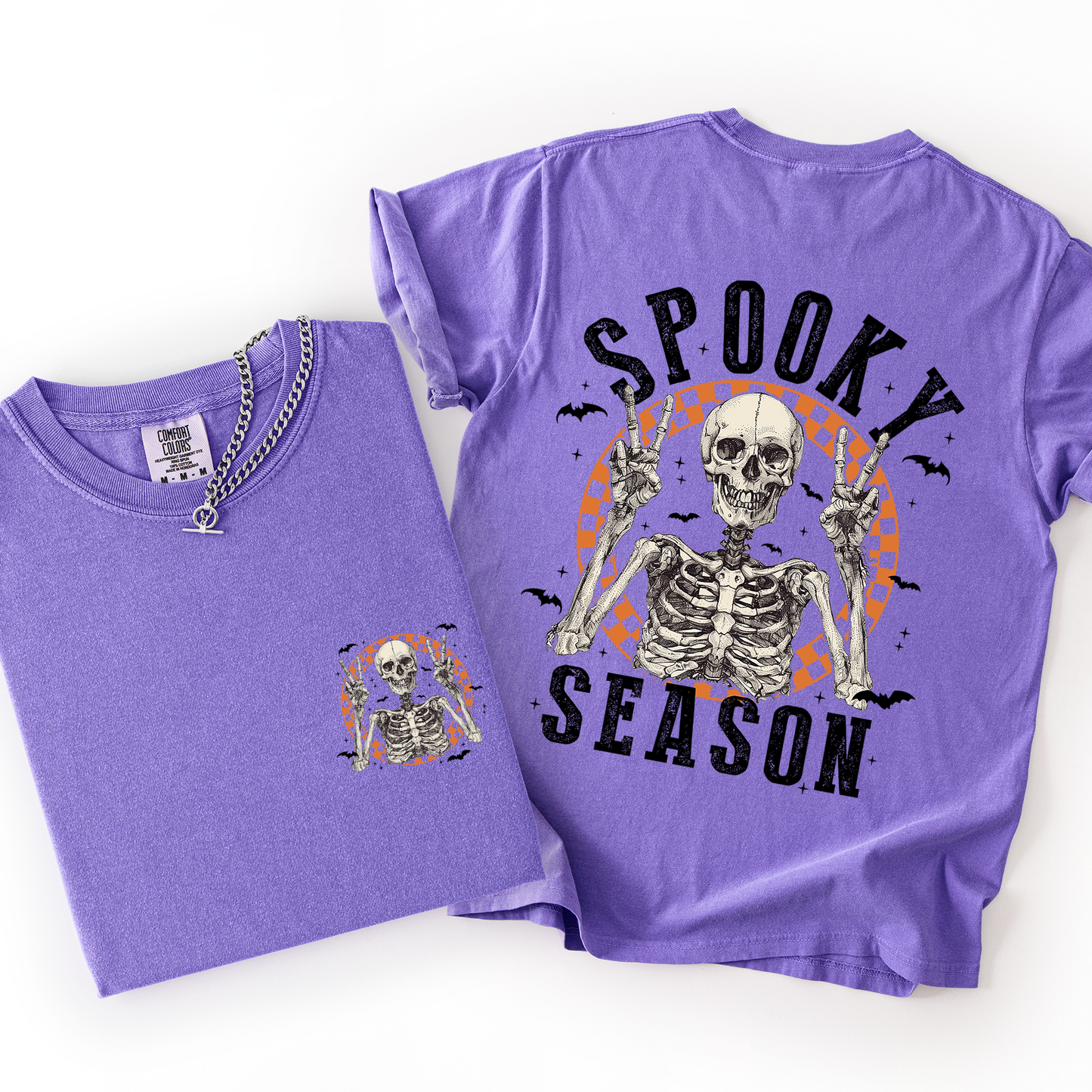 Spooky Season, Front and Back, Skeleton, Halloween, Comfort Colors T-Shirt