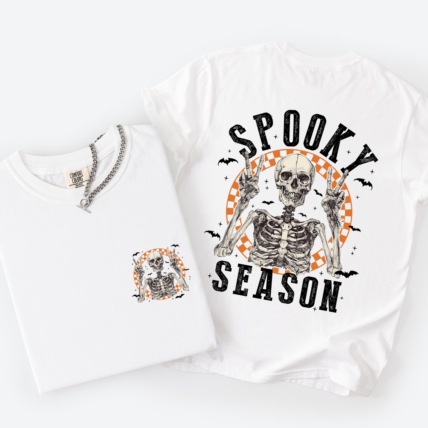 Spooky Season, Front and Back, Skeleton, Halloween, Comfort Colors T-Shirt