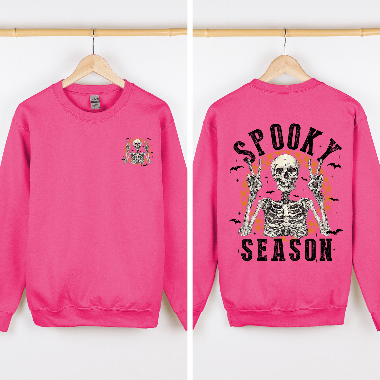 Spooky Season, Front and Back, Skeleton, Halloween Sweatshirt