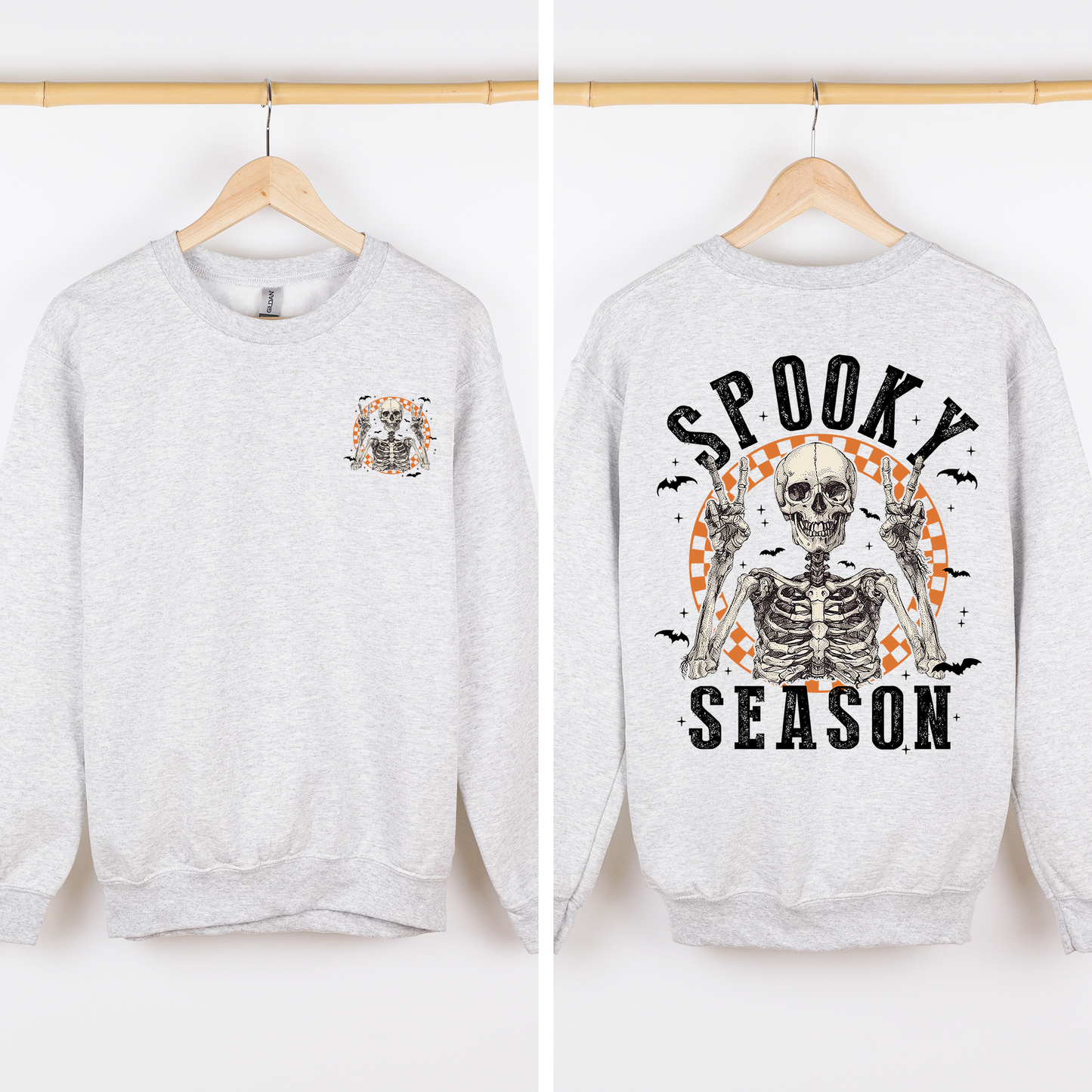 Spooky Season, Front and Back, Skeleton, Halloween Sweatshirt