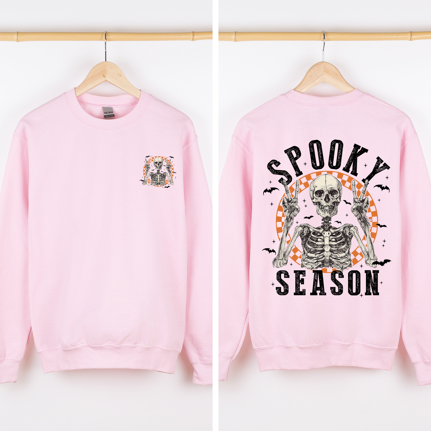 Spooky Season, Front and Back, Skeleton, Halloween Sweatshirt