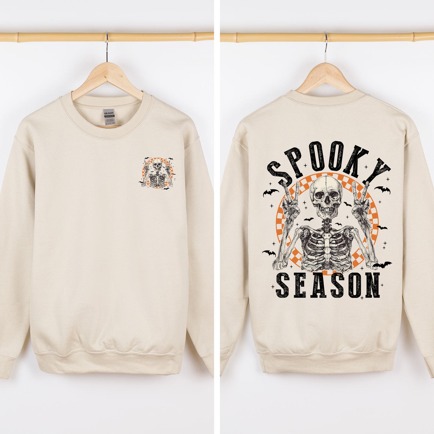 Spooky Season, Front and Back, Skeleton, Halloween Sweatshirt