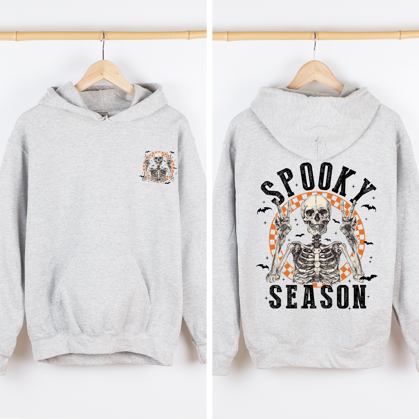 Spooky Season, Front and Back, Skeleton, Halloween, Graphic Hoodie, Hooded Sweatshirt