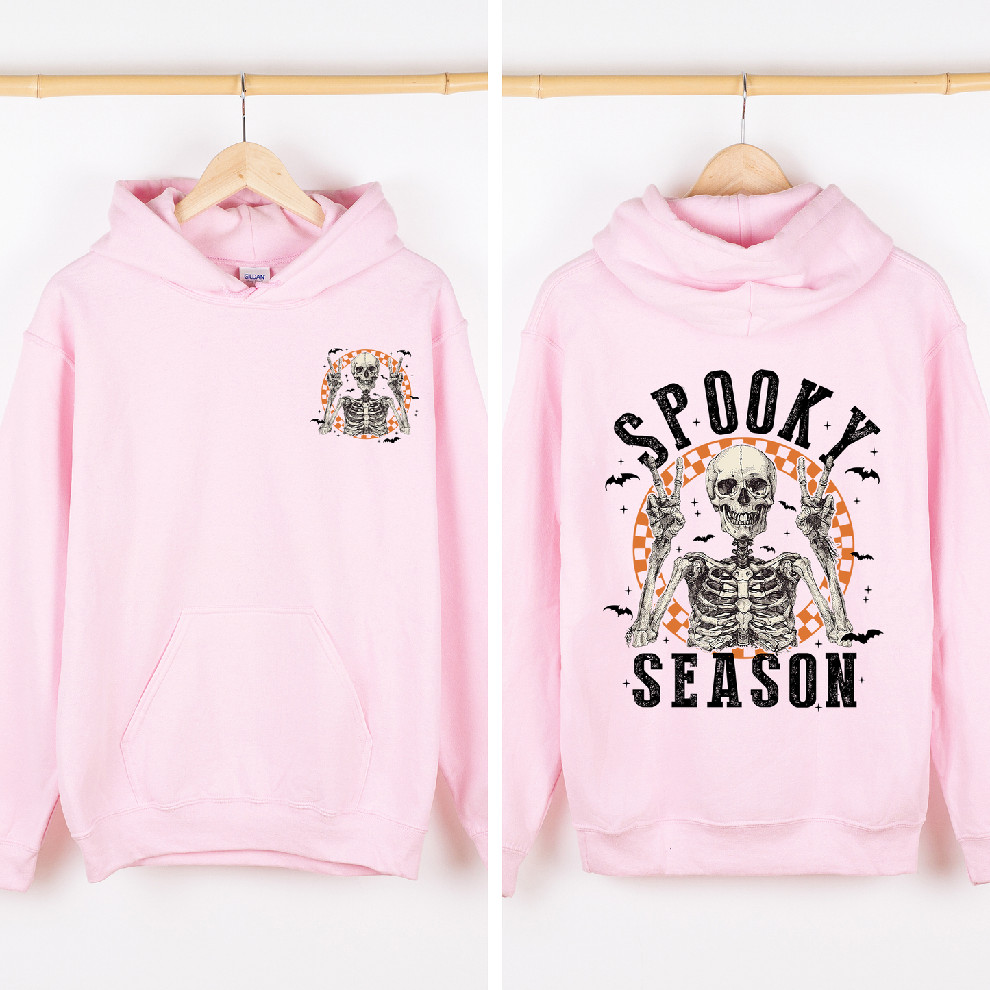 Spooky Season, Front and Back, Skeleton, Halloween, Graphic Hoodie, Hooded Sweatshirt