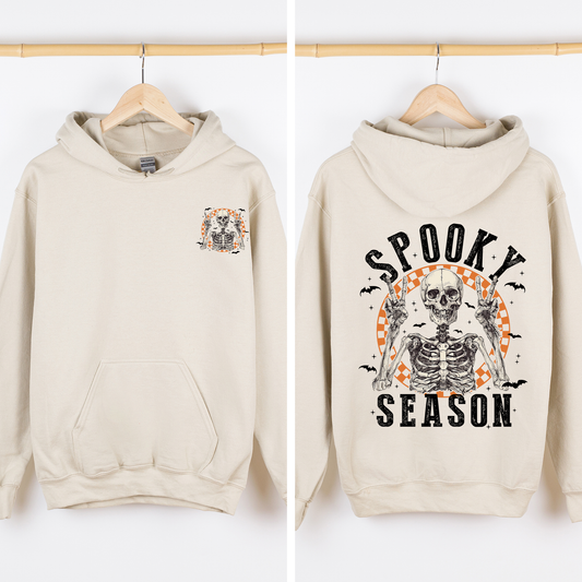 Spooky Season, Front and Back, Skeleton, Halloween, Graphic Hoodie, Hooded Sweatshirt