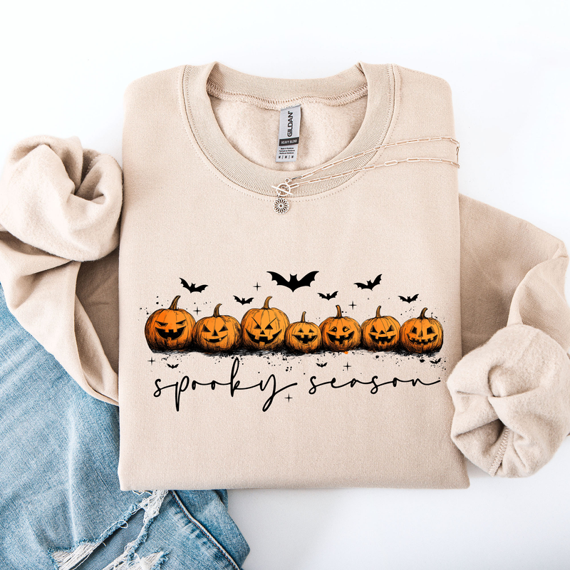Spooky Season Pumpkins Halloween Sweatshirt by Refinery Number One