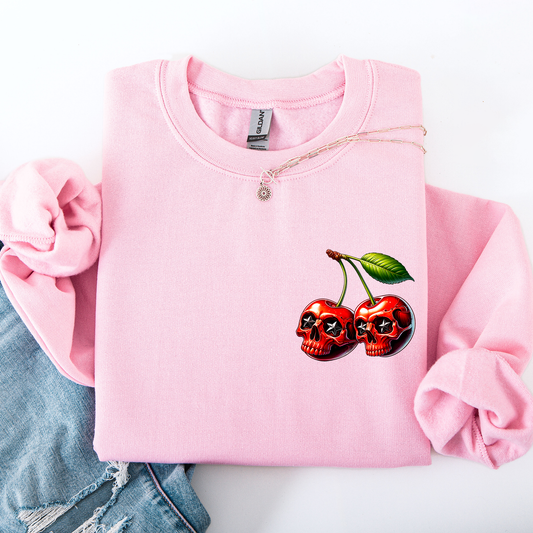 Spooky Skull Cherries, Halloween, Skeleton, Stars Sweatshirt