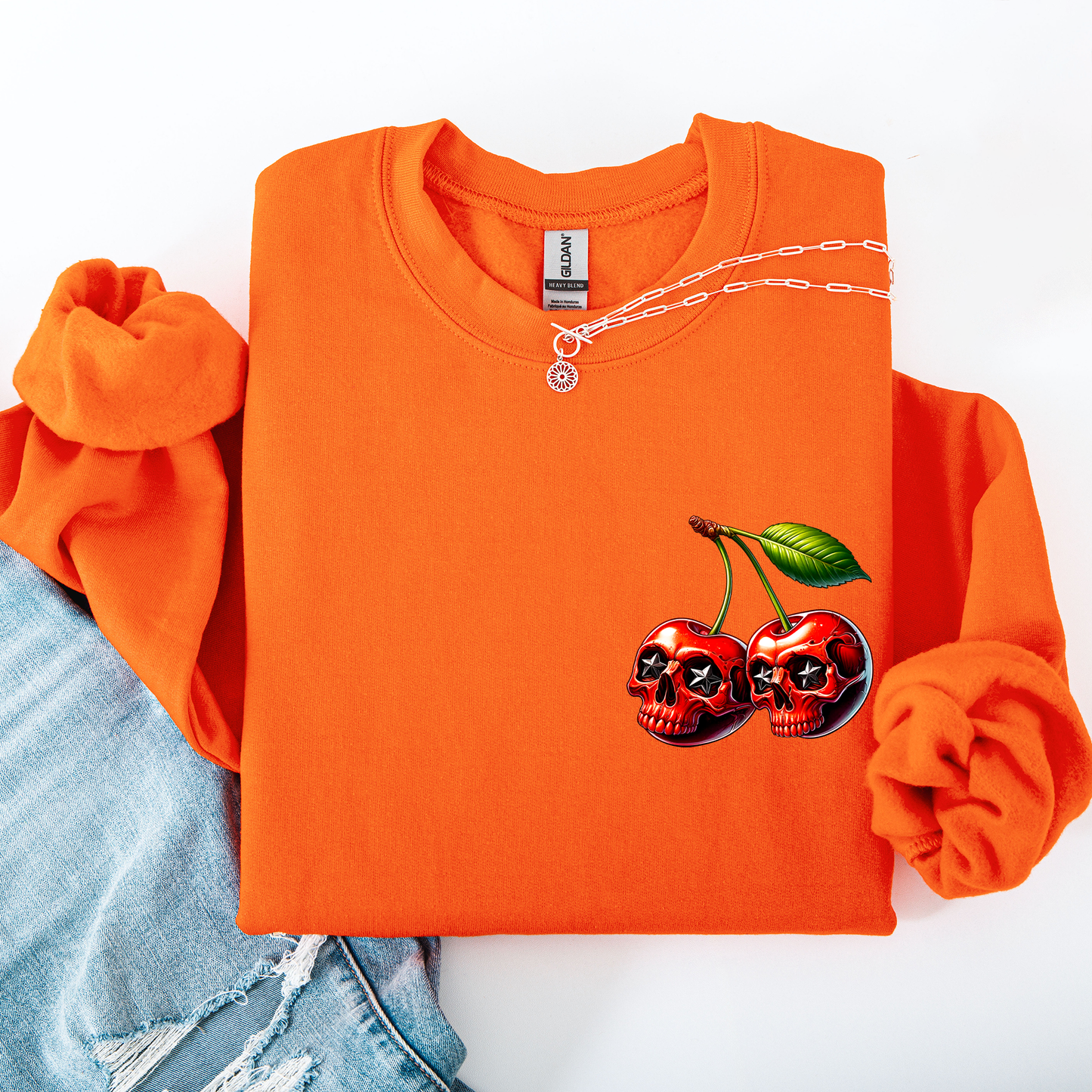 Spooky Skull Cherries, Halloween, Skeleton, Stars Sweatshirt