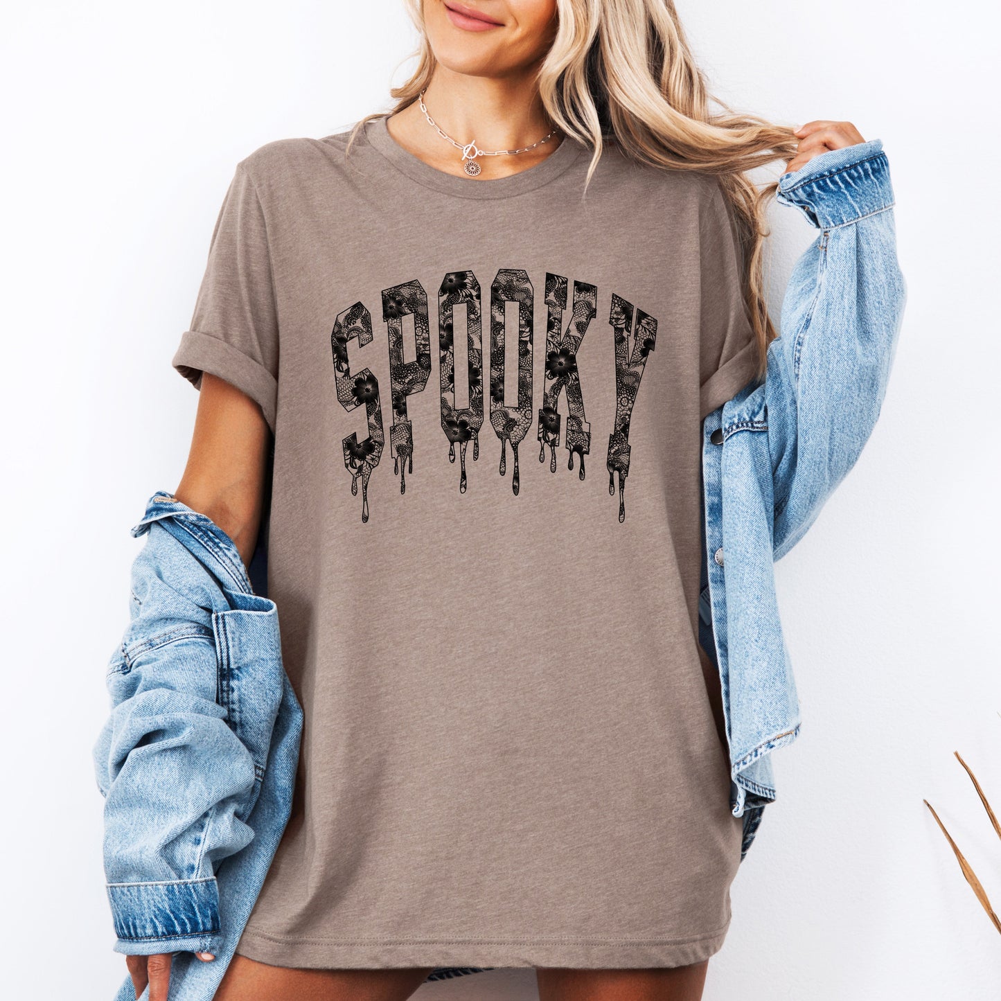 Spooky, Faux Lace, Halloween, Coquette, Tshirt