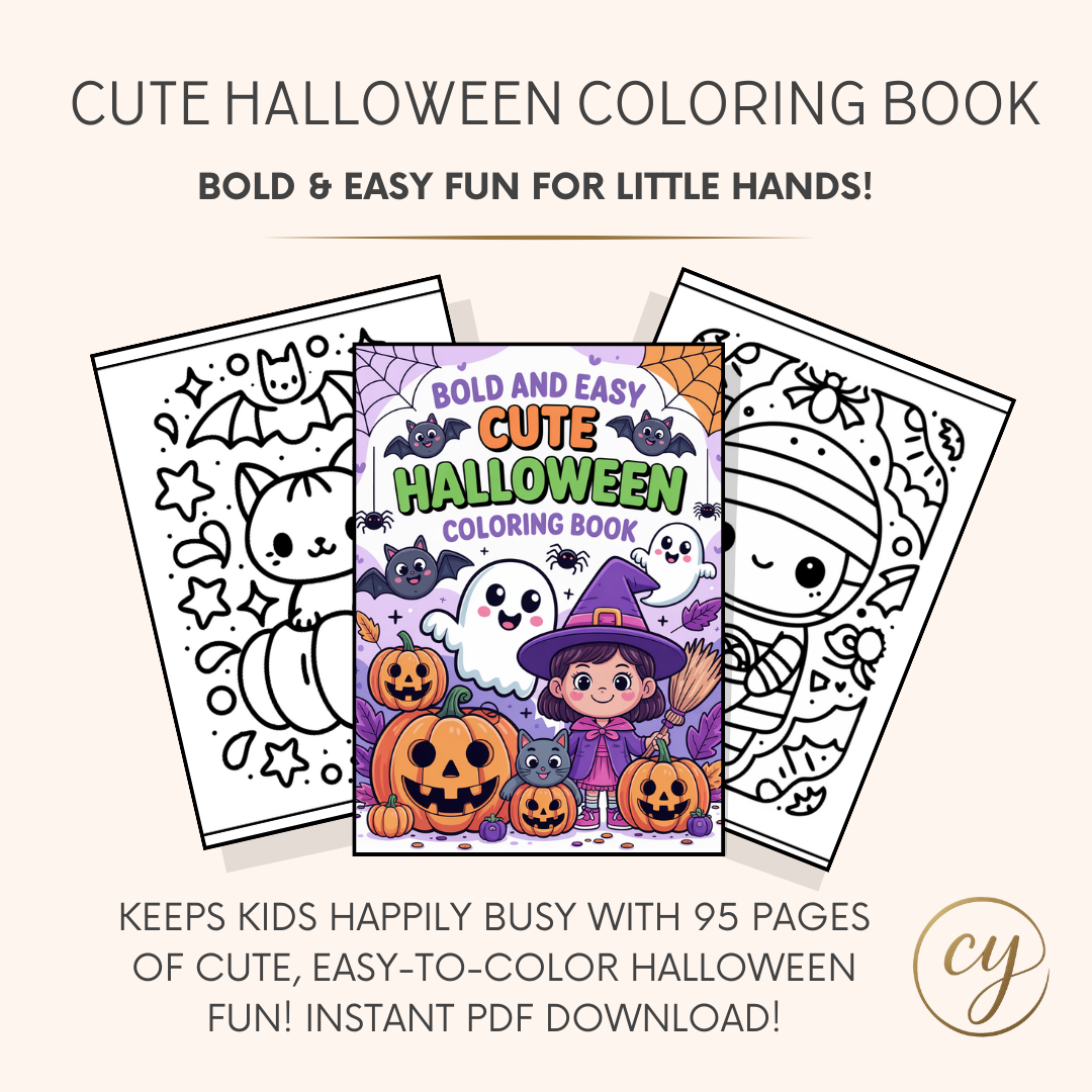 Bold & Easy Halloween Coloring Book for Kids – 95 Pages | Instant Download PDF