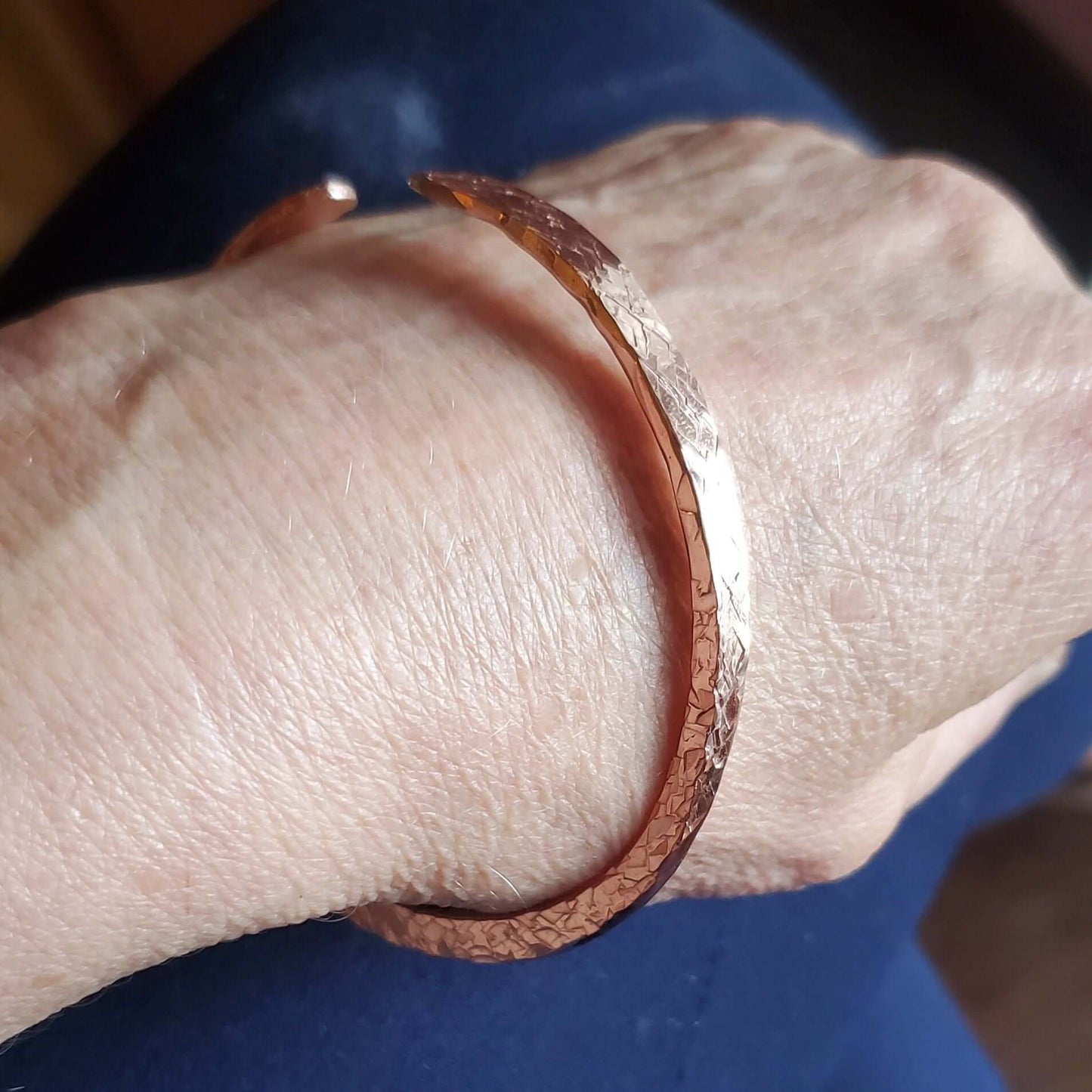 Stackable Copper Hammered Double Canted Angle Bangles Alexa Martha