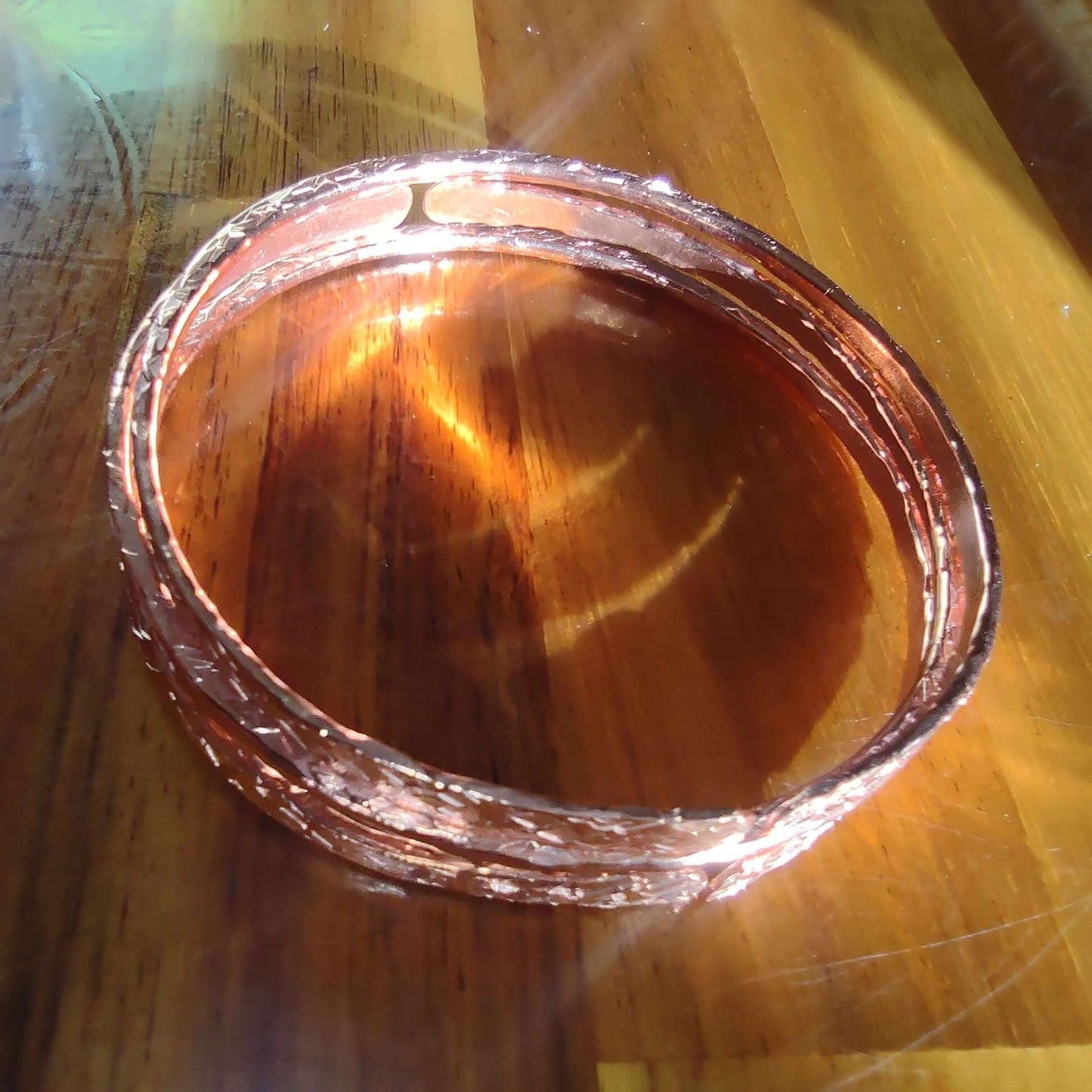 Stackable Copper Hammered Double Canted Angle Bangles Alexa Martha