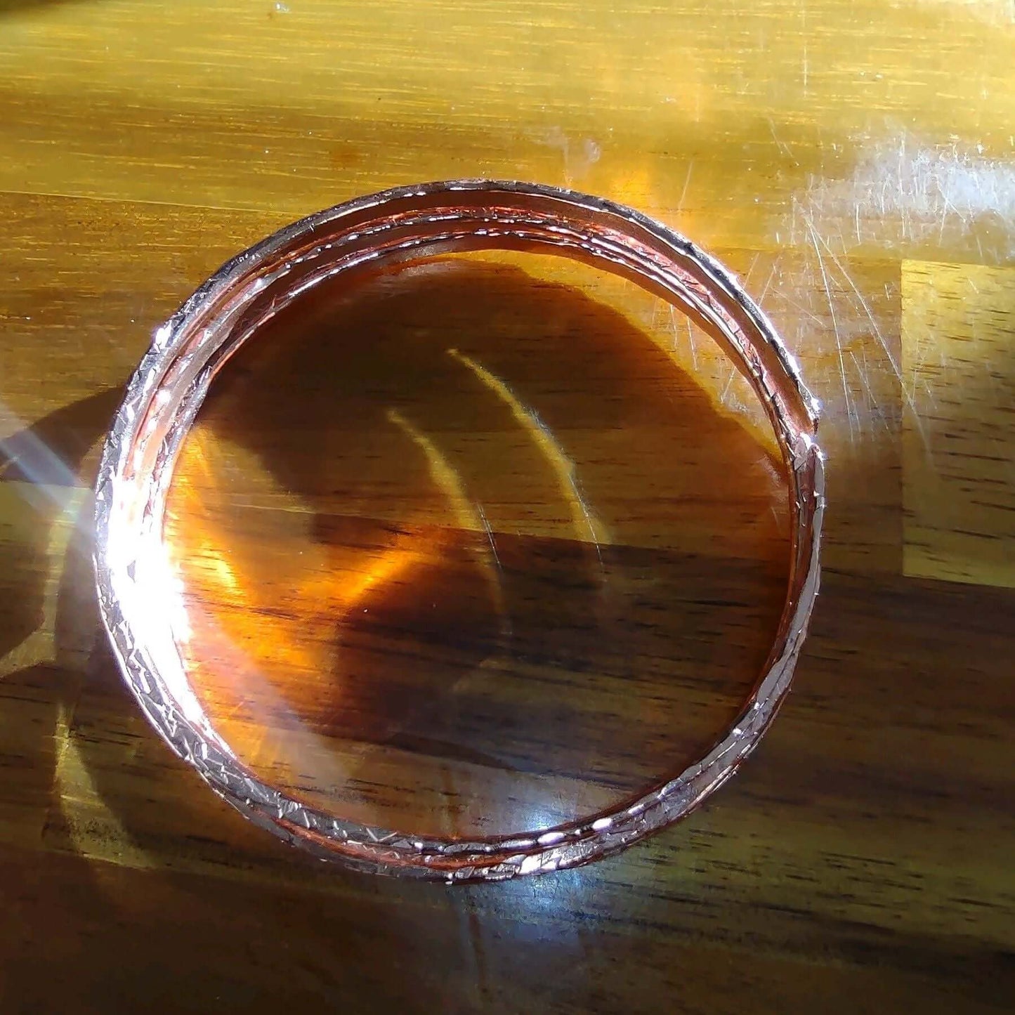 Stackable Copper Hammered Double Canted Angle Bangles Alexa Martha