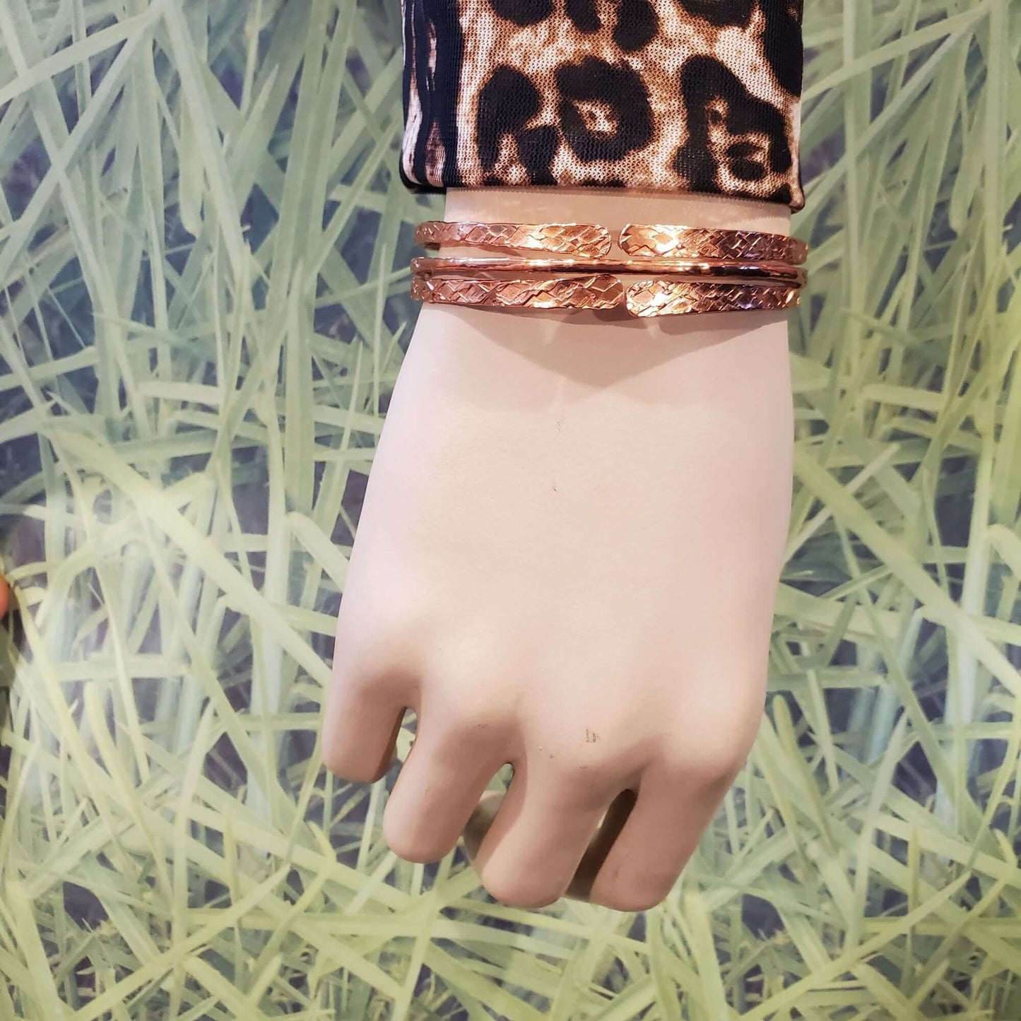 Stackable Copper Hammered Double Canted Angle Bangles Alexa Martha