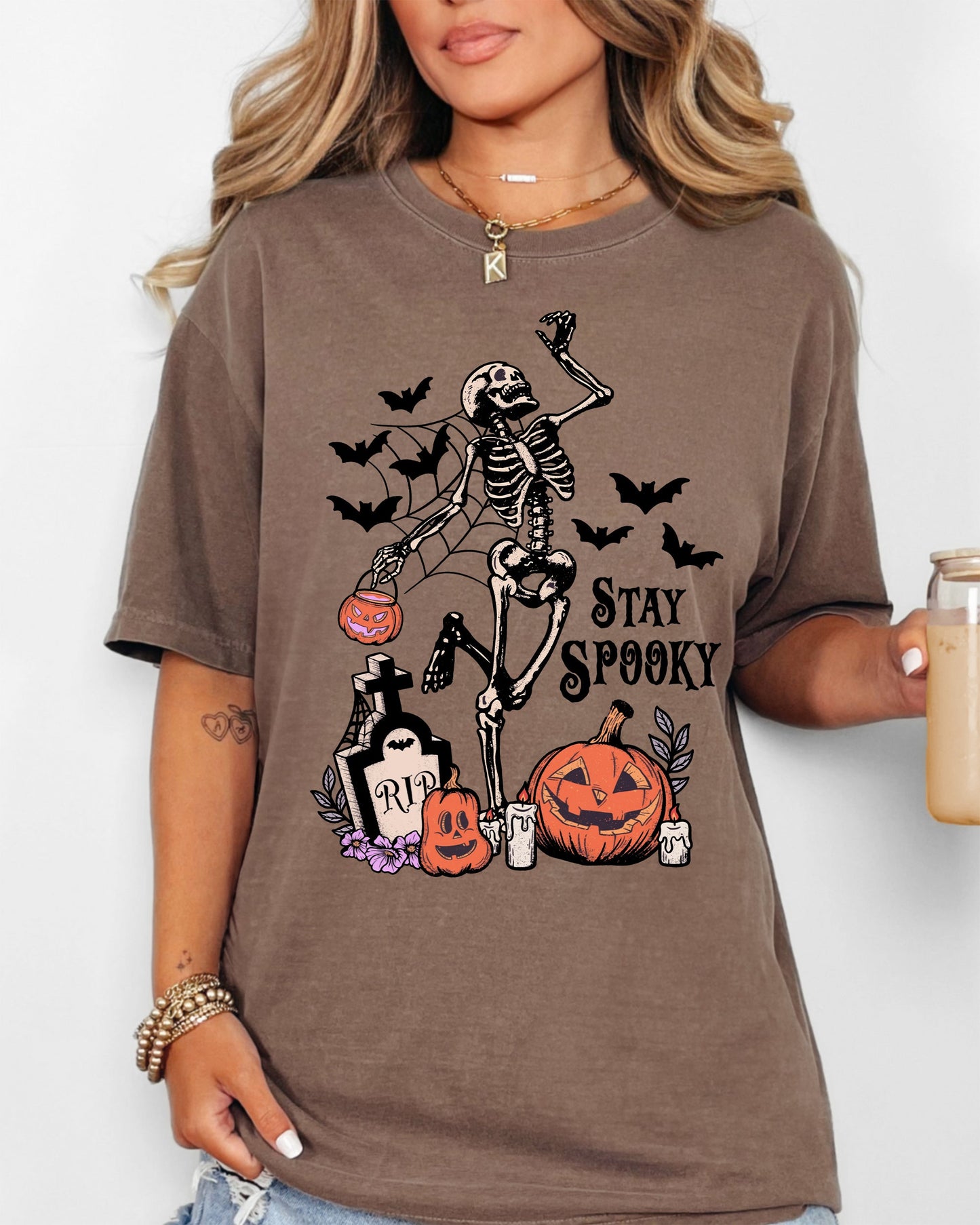 Stay Spooky, Skeleton Dancing, Halloween, Jack-o-lantern Shirt Comfort Colors T-Shirt