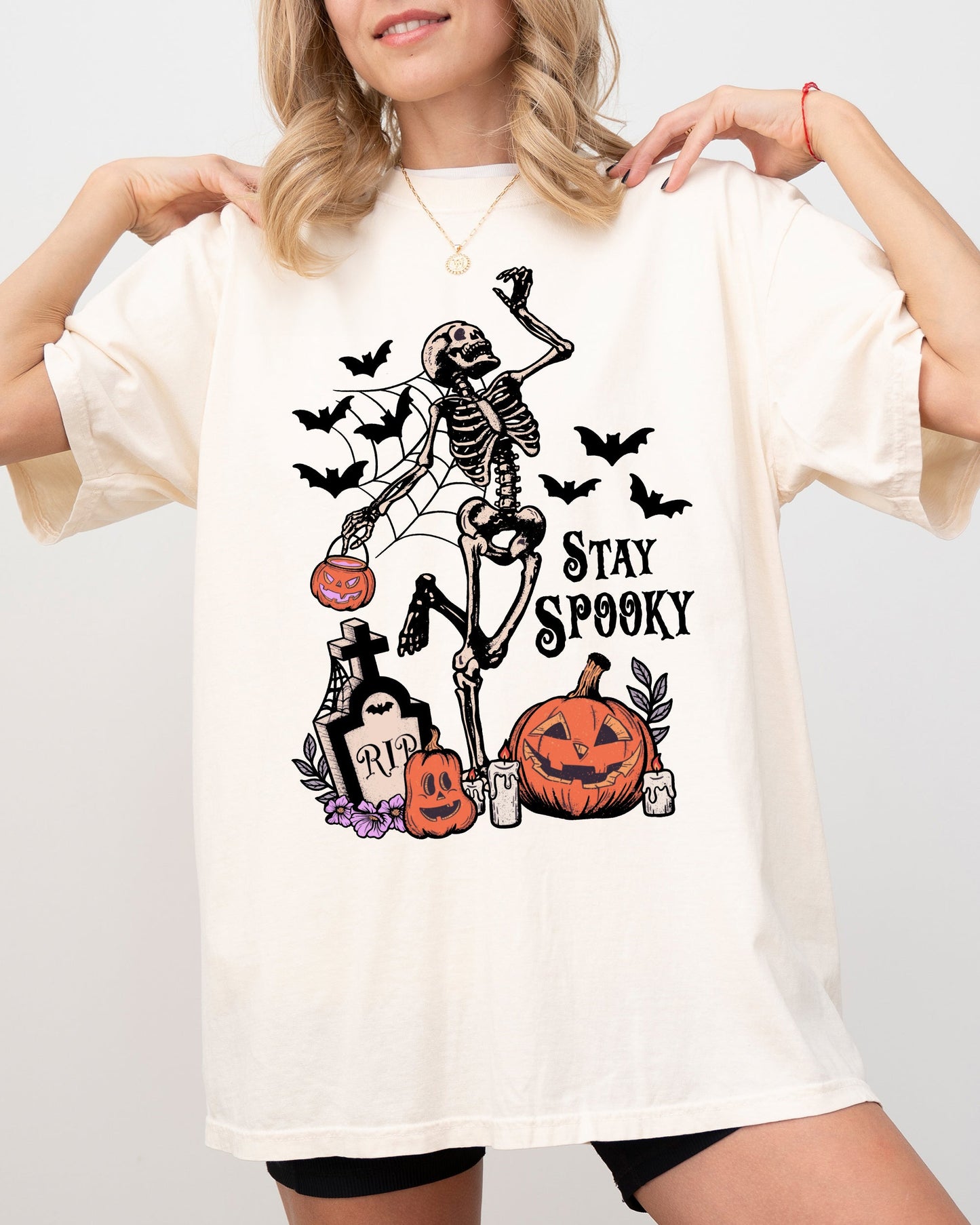 Stay Spooky, Skeleton Dancing, Halloween, Jack-o-lantern Shirt Comfort Colors T-Shirt