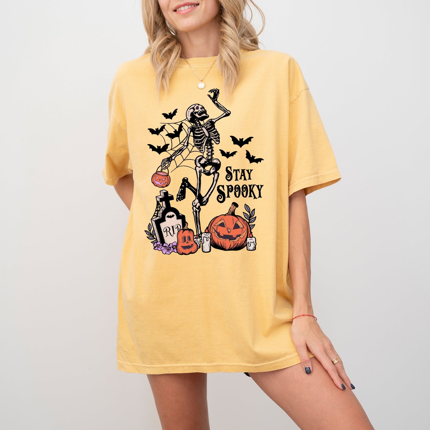 Stay Spooky, Skeleton Dancing, Halloween, Jack-o-lantern Shirt Comfort Colors T-Shirt