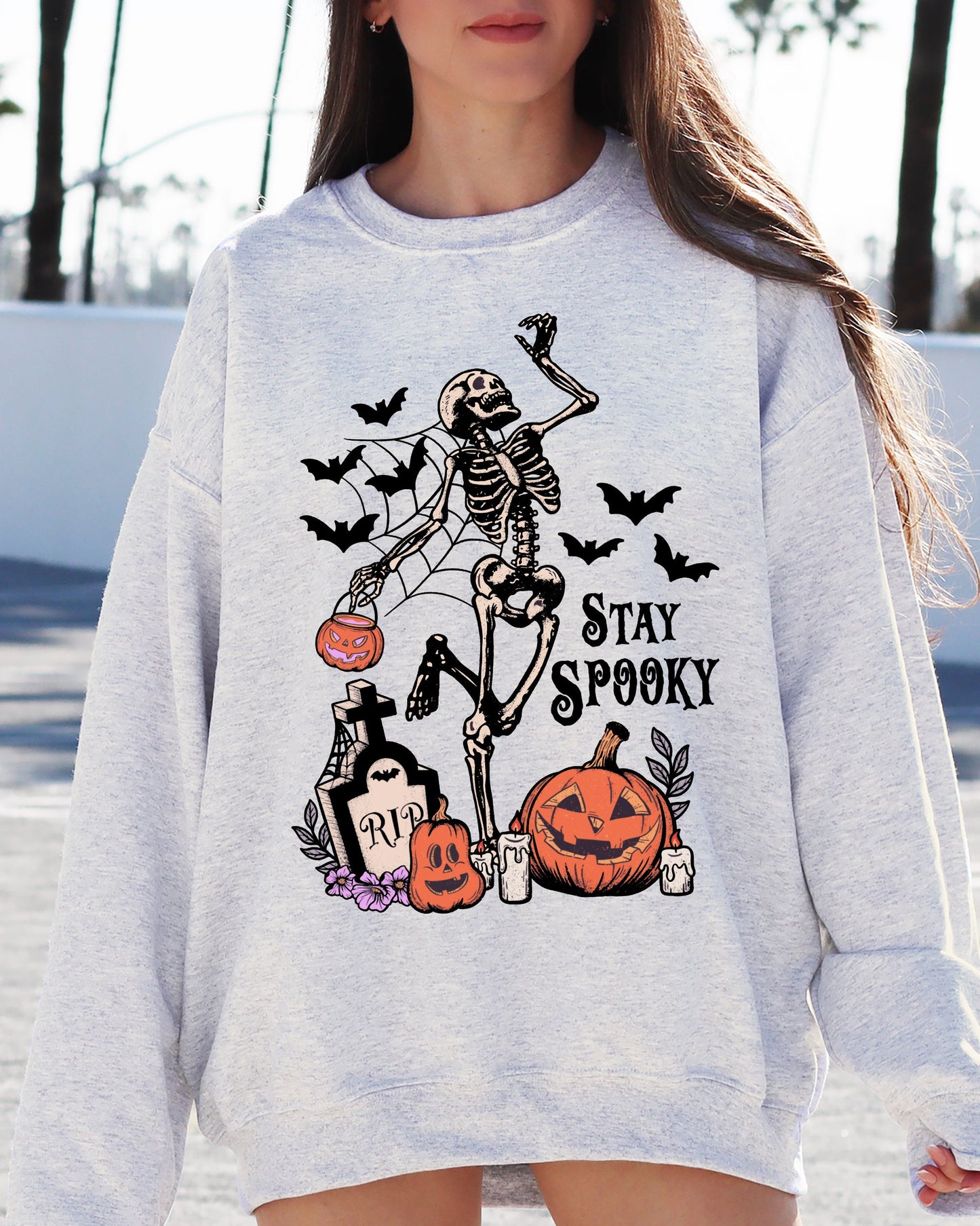 Stay Spooky, Skeleton Dancing, Halloween, Jack-o-lantern Sweatshirt