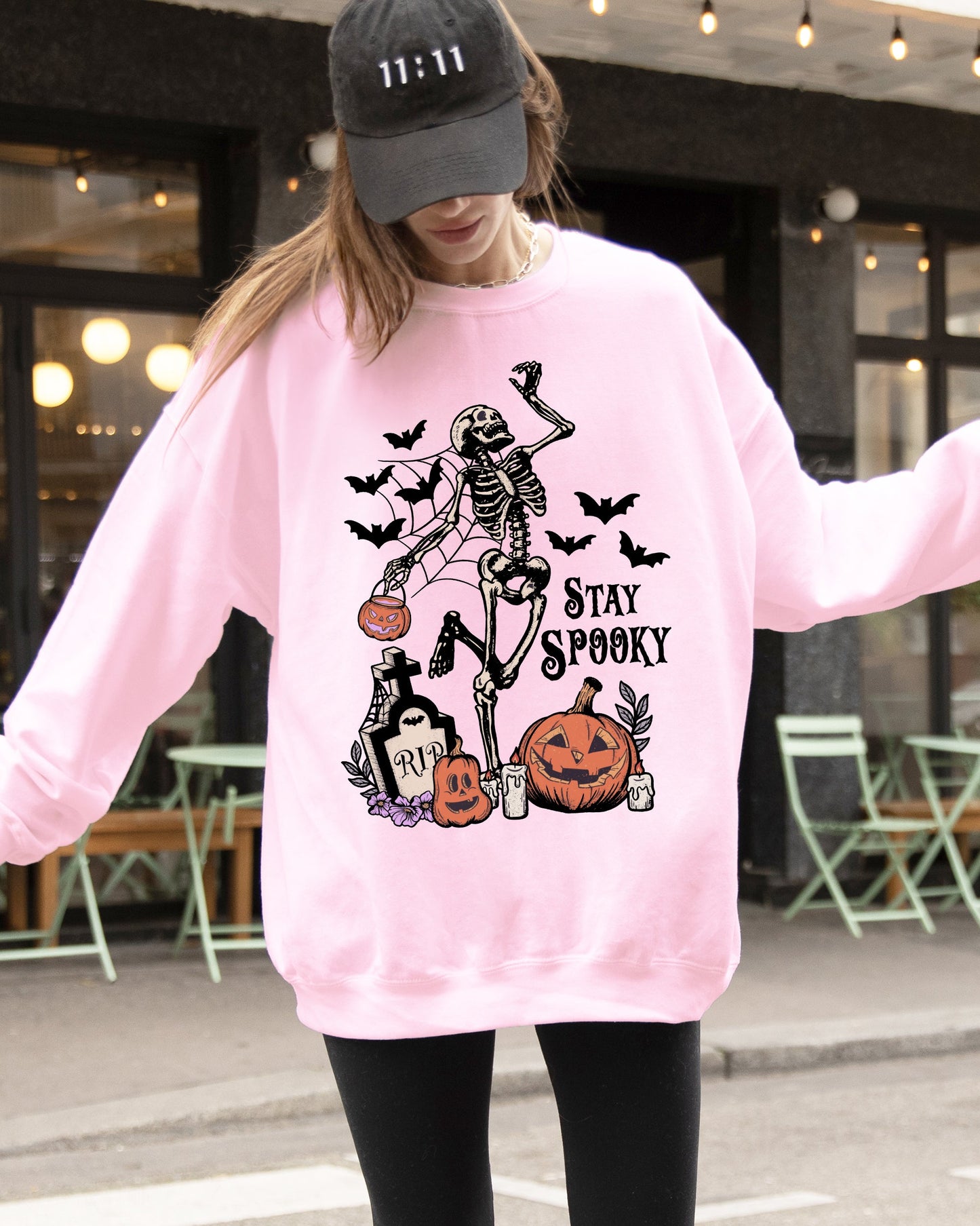 Stay Spooky, Skeleton Dancing, Halloween, Jack-o-lantern Sweatshirt