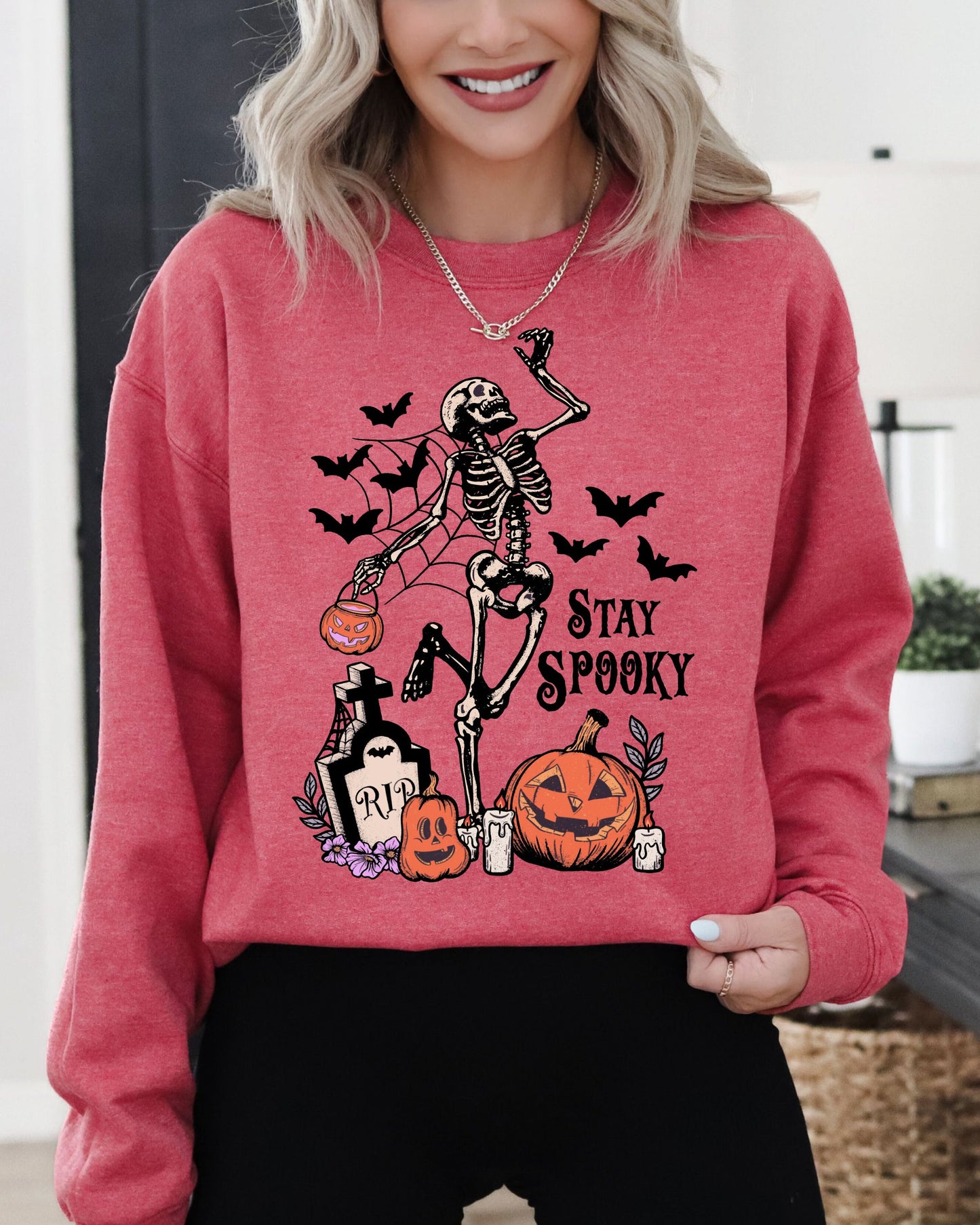Stay Spooky, Skeleton Dancing, Halloween, Jack-o-lantern Sweatshirt