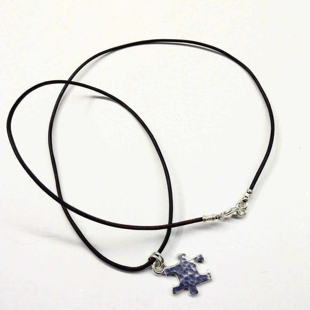 Sterling Silver Autism Awareness Puzzle Piece Necklace Handmade