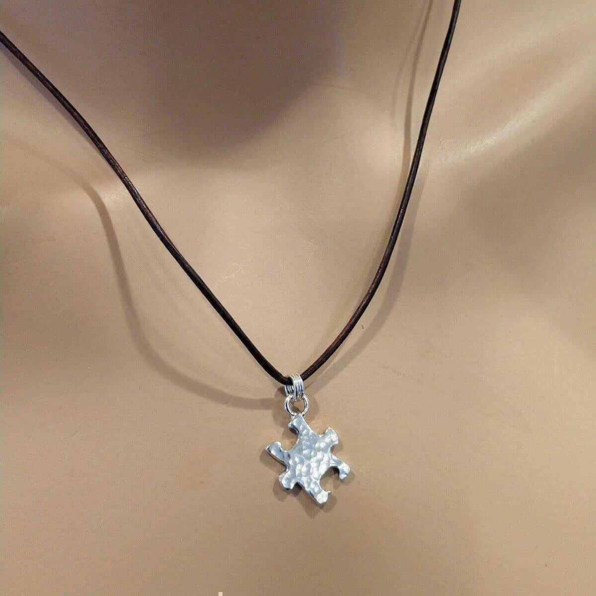 Sterling Silver Autism Awareness Puzzle Piece Necklace Handmade