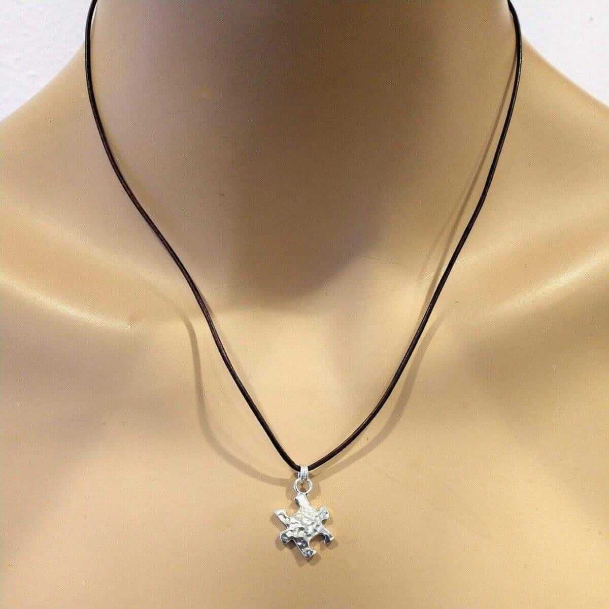 Sterling Silver Autism Awareness Puzzle Piece Necklace Handmade