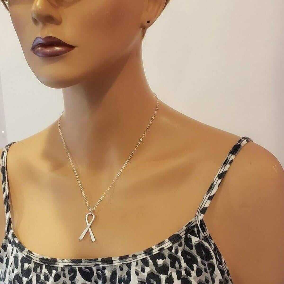 Sterling Silver Ribbon Awareness Necklace Alexa Martha Designs