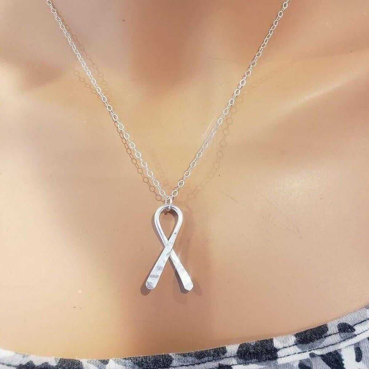 Sterling Silver Ribbon Awareness Necklace Alexa Martha Designs